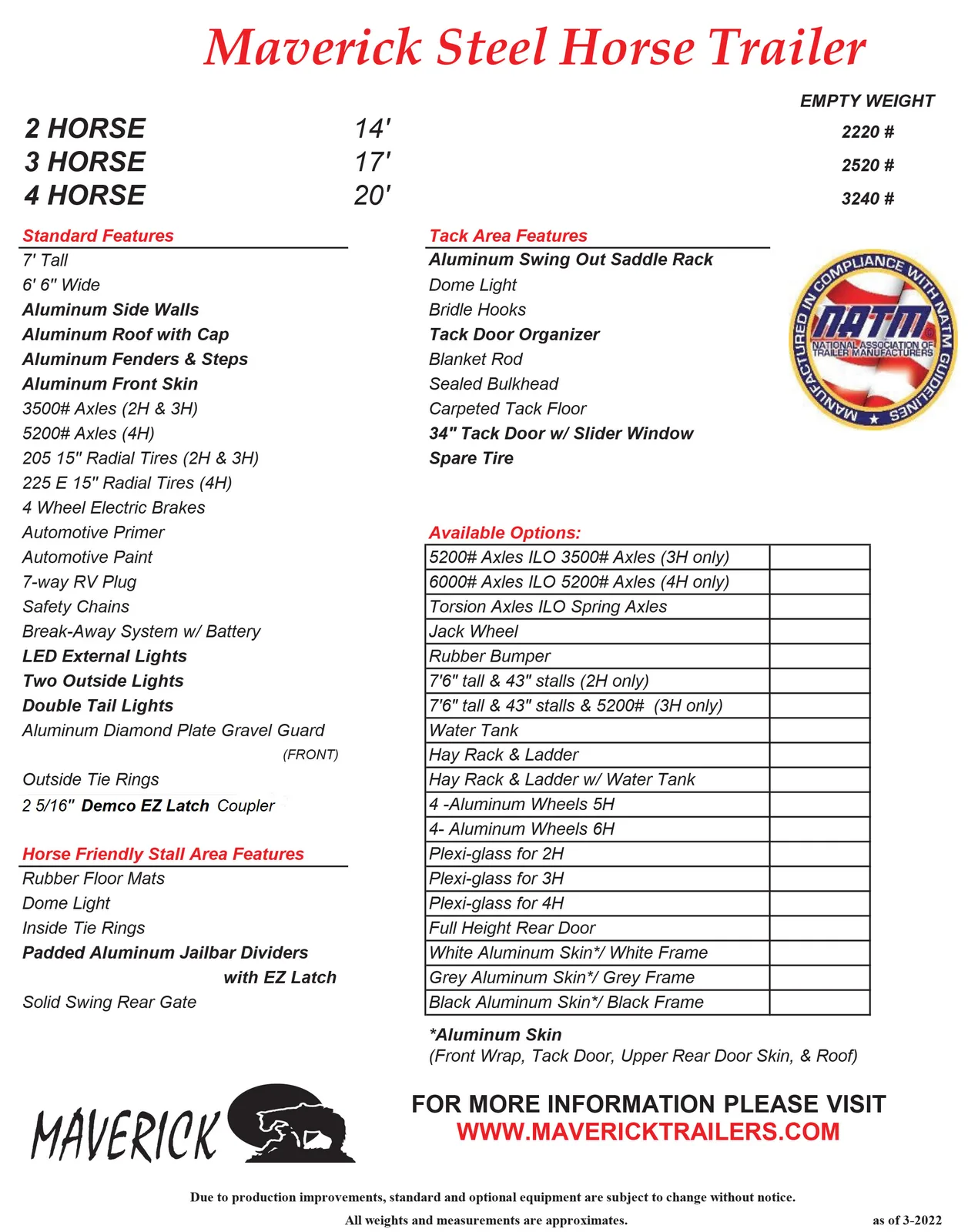 Maverick Highside (HS) Steel Horse Trailers Brochure